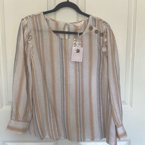 NWT Lauren Conrad Striped Blouse w/ Button Detail
